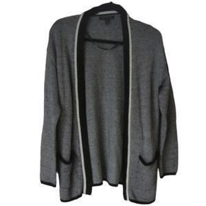 Banana Republic Knit  Open Front Black & White Cotton Blend Cardigan Small